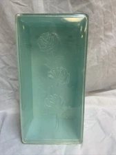 Vintage Wilson Wil-Hold Plastic Storage Box Blue Embossed Roses Lid