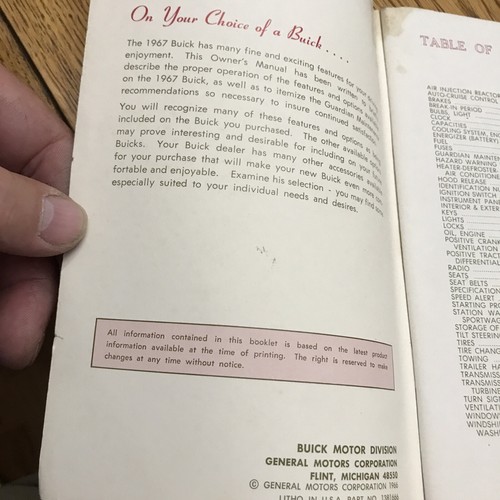 1967 BUICK SPECIAL, SKYLARK, G.S 400, SPORT Vintage OWNERS MANUAL - Picture 3 of 6