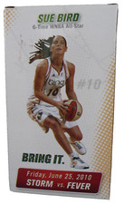 Seattle Storm Bobblehead SUE BIRD Stadium Give Away 6/25/2010 - Original Packing