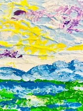 Small Cornflower Blue Wildflower Painting - Impasto Acrylic Meadow Art