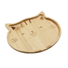 Natural Bamboo Cat Serving Tray for Snacks Appetizer Fruit Food Platter S-4572