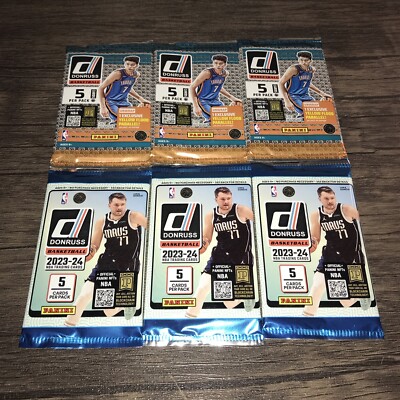 3 Packs of 2022-23 Donruss & 3 Packs of 2023-24 Donruss Basketball-5 Card Packs-