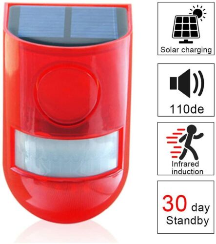 TOP Solar Alarm Lamp 110db Warning Sound 129dB Loud Siren Strobe Light 4 Modes - Picture 2 of 14