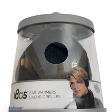 18OS Tec Fleece Ear Warmers One Size Black Adjustable Behind Head New 