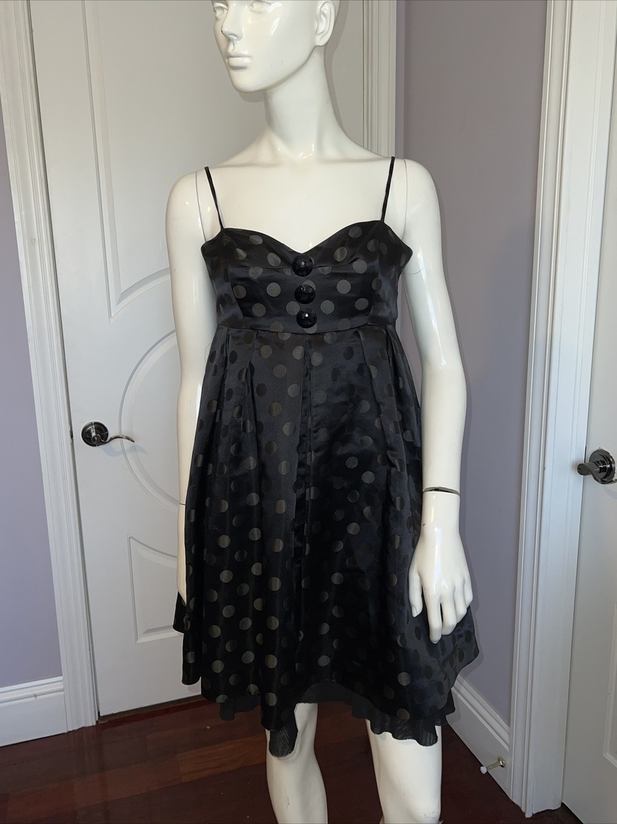 Betsey Johnson Black Polkadot Mini Dress Sleeveless Size 6￼