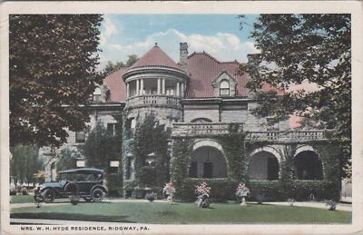 Postcard Mrs WH Hyde Residence Ridgway PA 