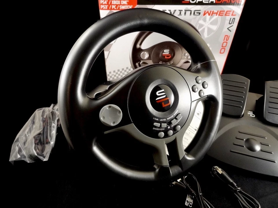 Superdrive SV200 Driving Wheel With Paddle Shifters And Pedals, NEW IN BOX - Image 3 of 4