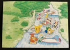 Pokemon Postcard 1 sheet Pikachu & Friends by Keiko Fukuyama Art Japanese N/M 20