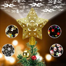 Christmas Tree Topper Lighted with 5 Projection Modes LED Rotating Lights Decor