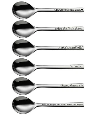 WMF Nuova Müslilöffel mit Gravur nach Wunsch Cromargan Edelstahl 16,5 cm Löffel - Bild 1 von 4