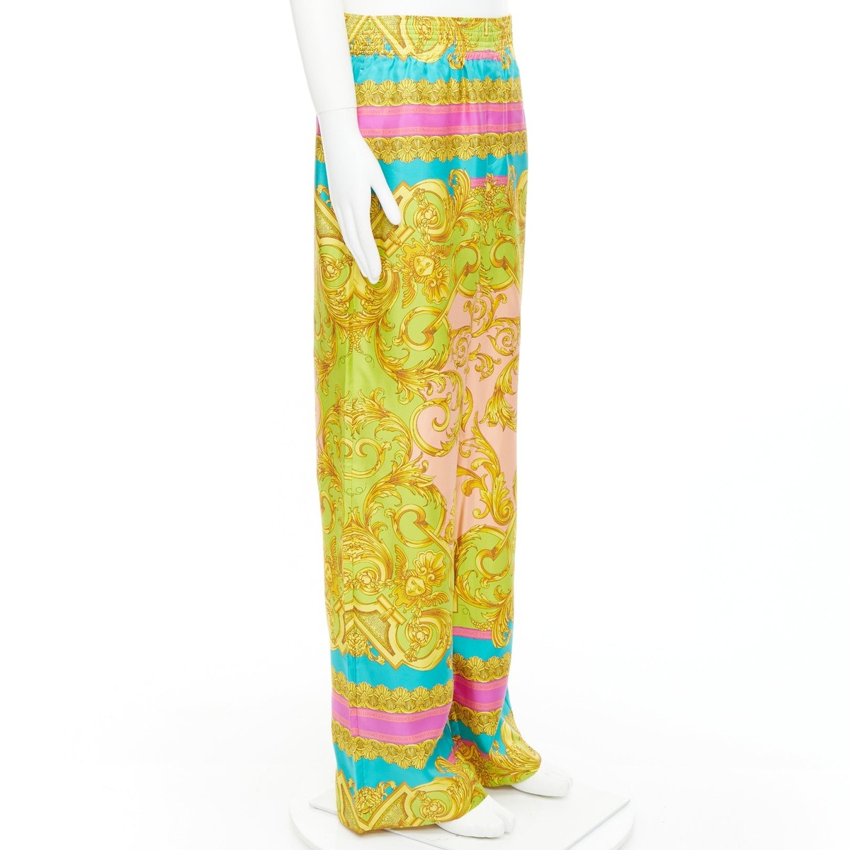 VERSACE Barocco Goddess 100% silk twill graphic print wide
