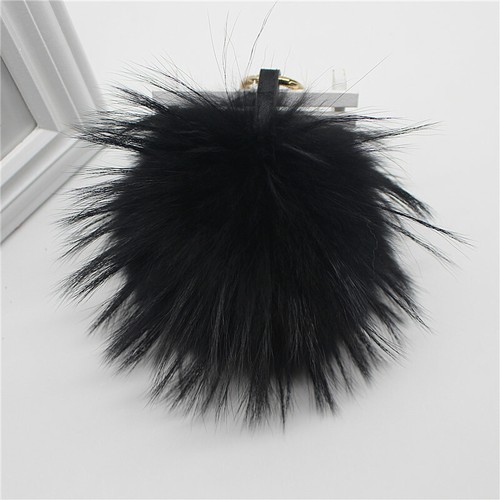 15cm/6" Grande Real Piel de Mapache Bola PomPom Llavero Bolso Dije Borlas Pandent - Imagen 12 de 12