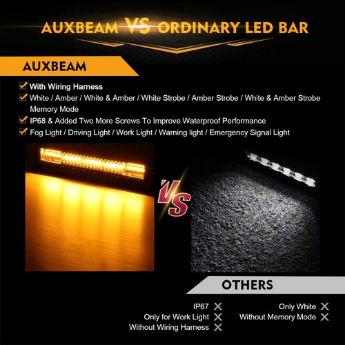 Auxbeam 22" LED Work Light Bar Dual Color 6Modes Flash For 97-06 Jeep Wrangler - Picture 5 of 12