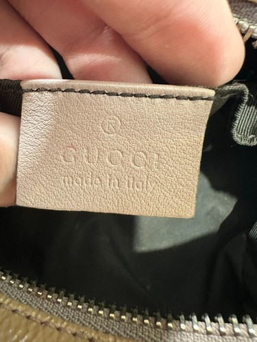 Authentic Gucci Soho Cosmetic Pouch Patent Beige Leather Logo - Picture 18 of 19