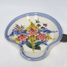Patton Handmade Stoneware Pottery 5" Floral Spoon Rest Trinket Dish Costa Mesa
