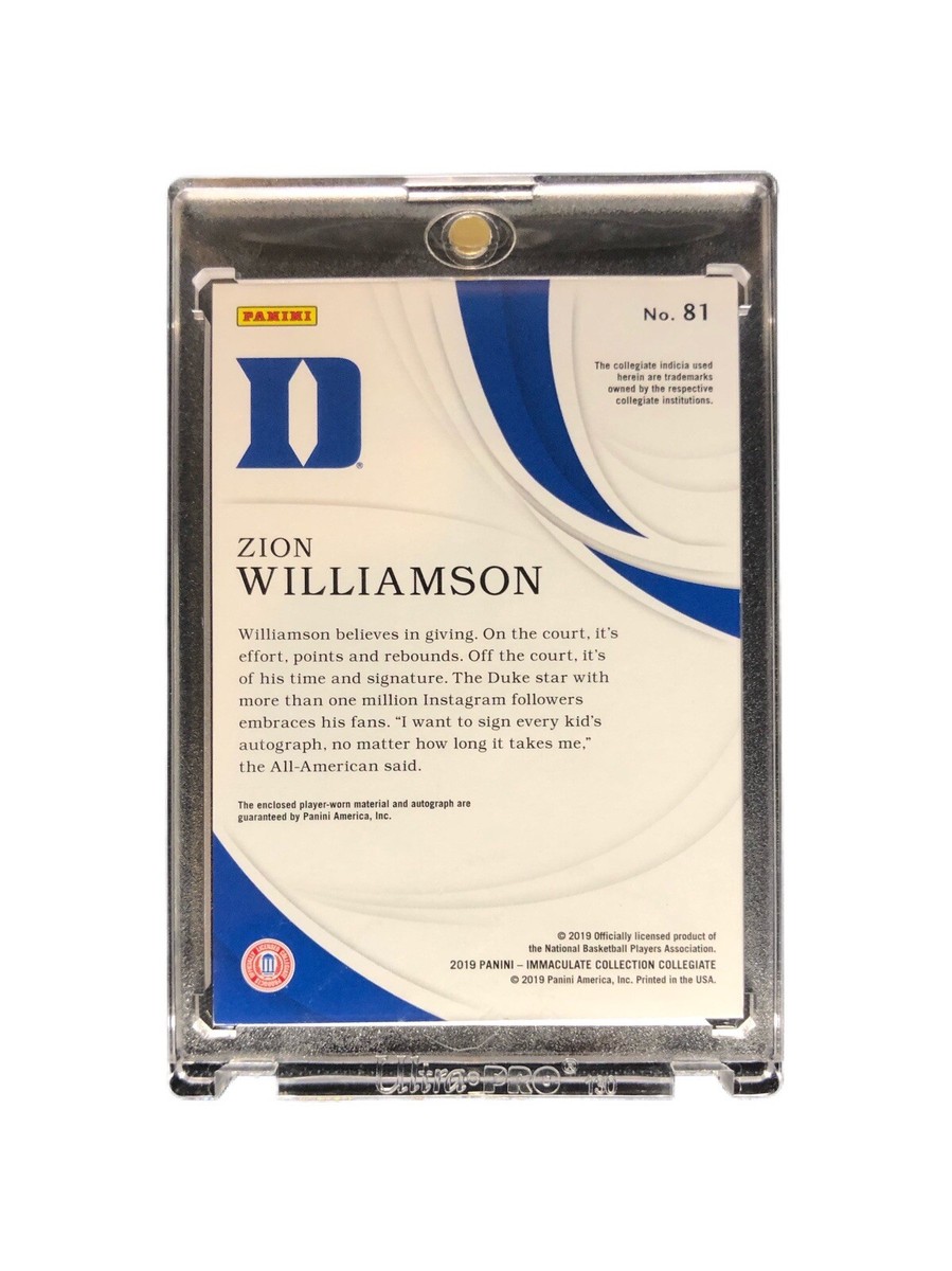 2019-20 Panini National Treasures Zion Williamson Rookie Patch