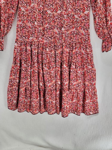 NEW O.P.T Floral Poppy Boho Prairie Ruffle Oversized Dress Size-XS - Foto 5 di 12