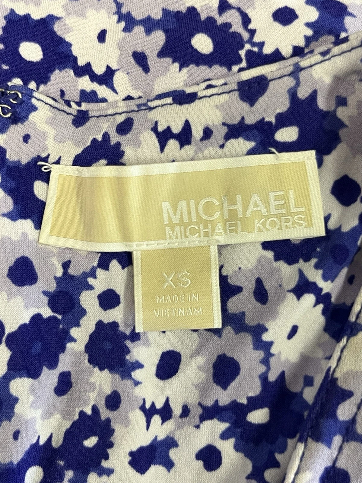 Abito Michael Kors scollo a V viola floreale taglia XS