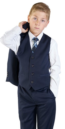 Jungen einfarbig marineblau Anzug 5-teiliges Set Kerb Revers Kinder formelles Kleid AZARMAN 1586 - Bild 6 von 8