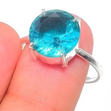 Swiss Blue Topaz Gemstone 925 Sterling Silver Handmade Jewelry Ring Size 10 US 