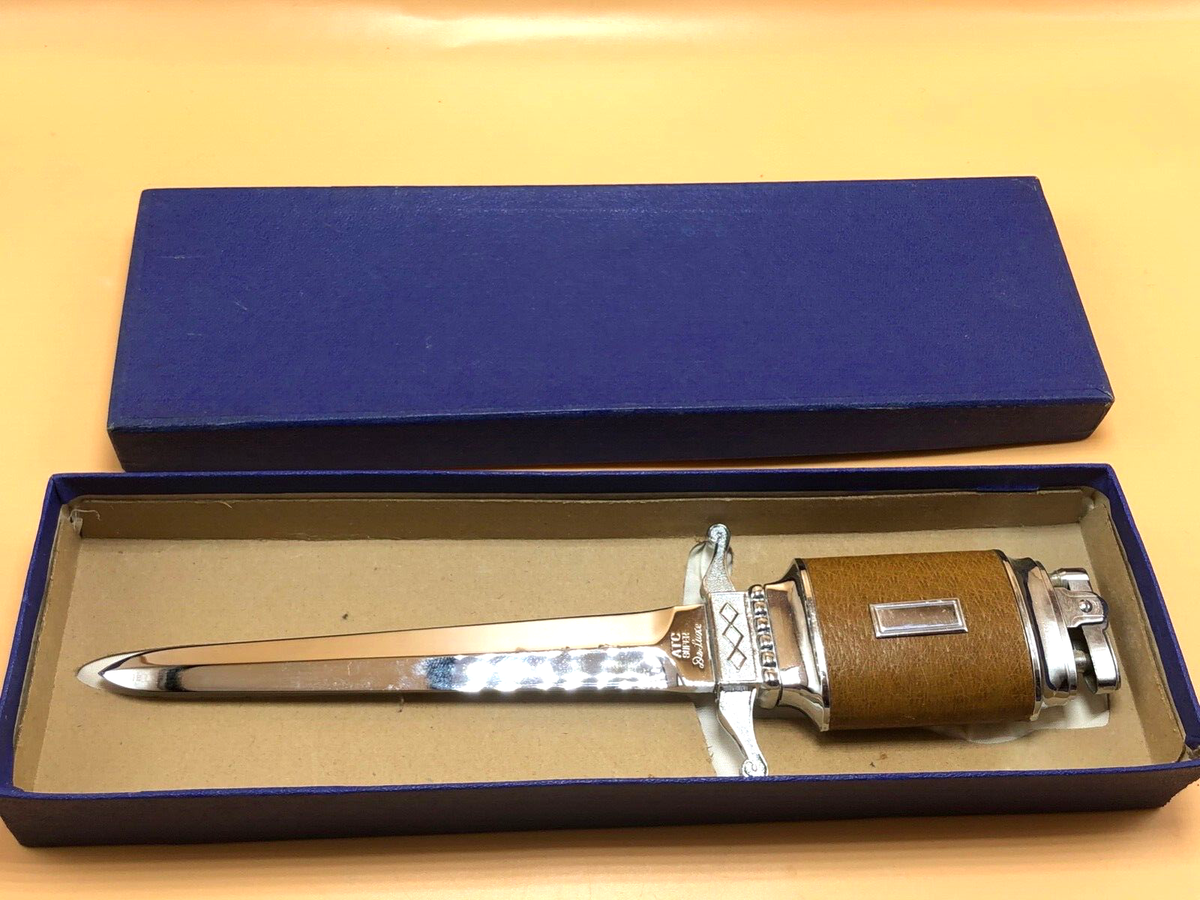 Vintage ATC Super De Luxe Letter Opener Lighter Combo Dagger