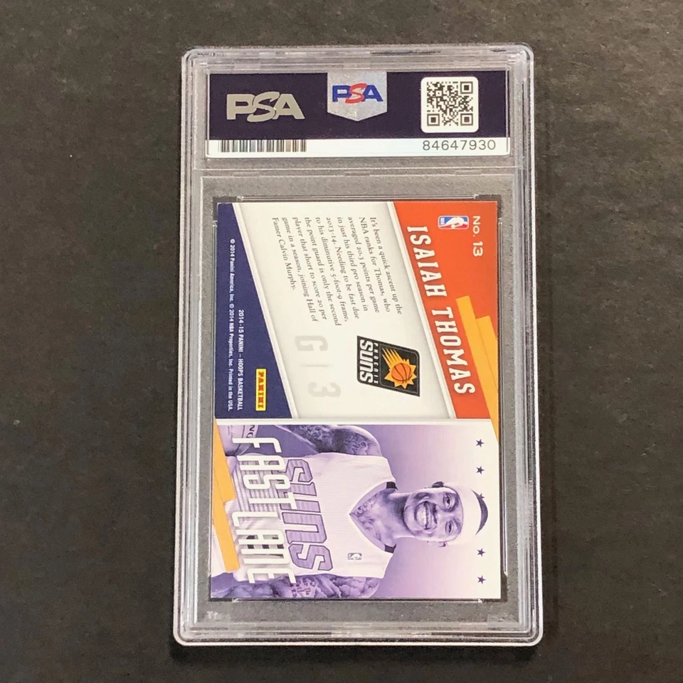 2014-15 NBA Hoops Fast Lane #13 Isaiah Thomas Signed Card AUTO Grade 10 PSA Slab - Image 2 of 2
