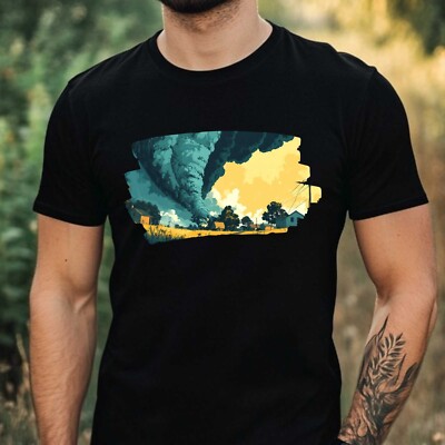 T-Shirt Herren Tornado Landschaft Motiv Baumwolle Größe XS bis 5XL