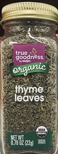 TRUE GOODNESS USDA Organic Thyme Leaves Spice - 0.78 oz Jar