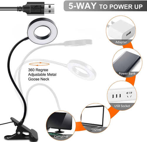 Dpower Clip on Light Reading Lights, 48 LED USB Desk Lamp with 3 Color Modes 10 - Picture 7 of 12
