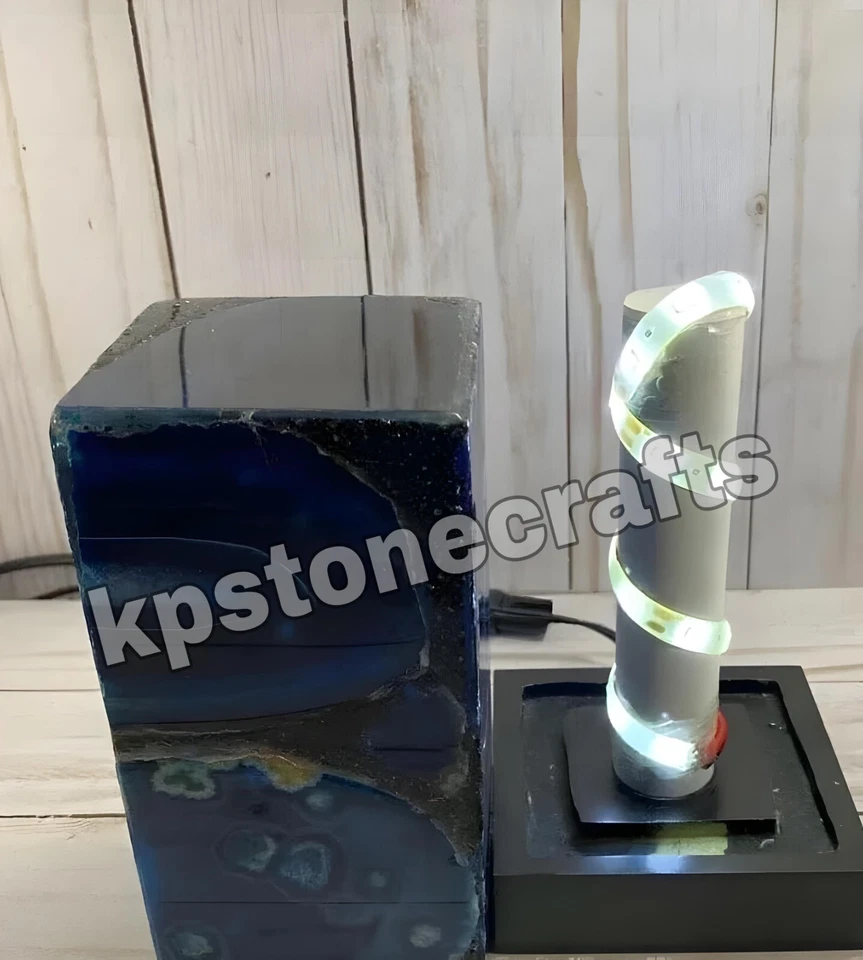 Lámpara de piedra de ágata azul, lámpara de geoda moderna para comedor, regal... - Imagen 4 de 4