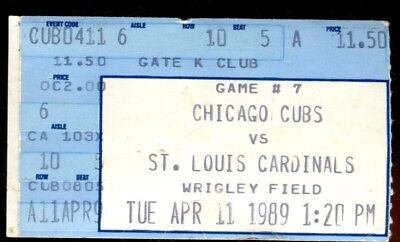Baseball Ticket Chicago Cubs 1989 4/11 St. Louis Cardinals | eBay