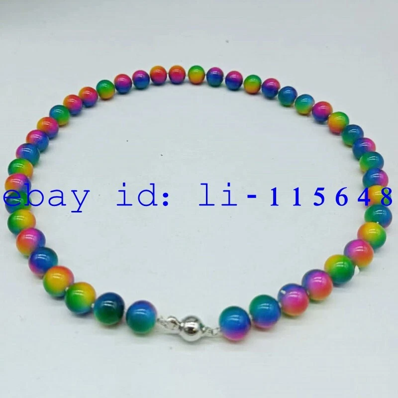 Цветной прелестно 10 мм многоцветный раковина жемчуг круглый бусина ожерелье 18-36» подарок - Изображение 4 из 4