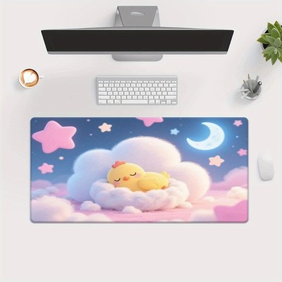 40*90cm Duckling Sleeping on Clouds XXL Mouse Pad - Non-Slip Rubber Base, Whimsi