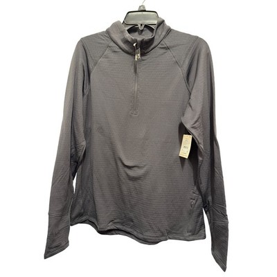 DSG Womens XL Run Grid 1/4 Zip Pullover Graphic Charcoal Fleece