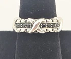 JAI John Hardy Sterling Silver Black Spinel Crossover Knot Chain Ring Size 8 6g