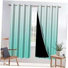 Teal Ombre Bedroom Curtains Blackout 42"W x 63"L Pack of 2 Ombre Teal
