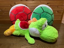 Super Mario Yoshi Large Plush Set of 3 with Red  Green Shells