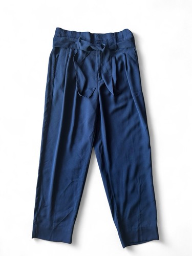 Madewell Women's 2 Navy Drapey Paper Bag High Rise Straight Leg Pants #L0375 - Picture 5 of 9