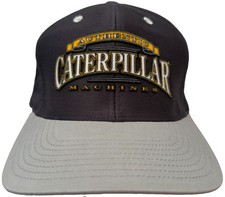 Vintage CAT Caterpillar Machines Gray Black Snapback Hat Tonkin Workwear Rare