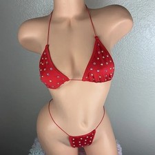 NEW Red Bling Simple Stripper Exotic Pole Dancer Outfit Set OS