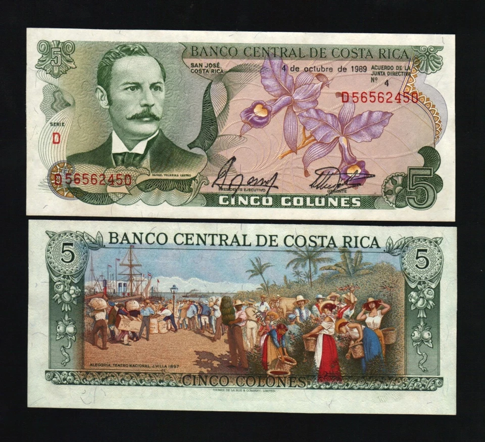 COSTA RICA 5 COLONES P-236 1989 x 100 piezas lote PAQUETE SIN CIRCULAR BILLETE CLINTON MONEY Foto 3 de 4