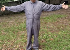 Vintage Sears Work Leisure Jumpsuit Mens 42T Gray Long Sleeve Coveralls Utility