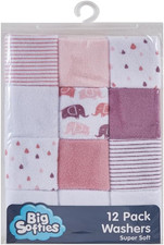 Supersoft Spot Baby Washers for Girls 12 Piece Set, Pink12 Count