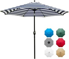 9' Patio Umbrella Outdoor Table Umbrella with 8 Sturdy Ribs Blue and White New