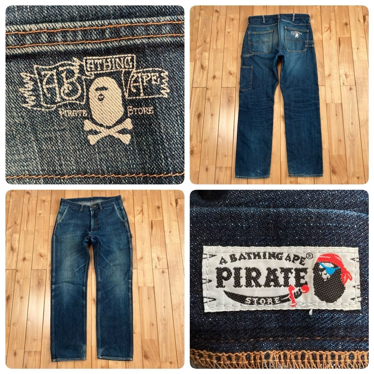 BAPE CROSS BORN APE HEAD Painter Denim Pants NIGO A Bathing Ape