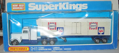 MATCHBOX SUPERKINGS K-31 PETERBILT REFRIDGERATION TRUCK 'LANGNESE / IGLO'