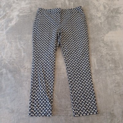 Ann Taylor Loft Marisa Skinny Ankle Pants Womens Size 10 Blue Geometric New