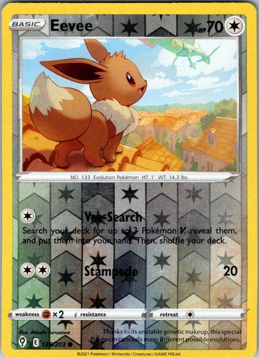 Eevee 125/203 Common Evolving Skies Pokemon Reverse Holo Lightly Played