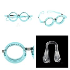 Blaue optische Probiergläser Brille Optometrie Optiker Brille