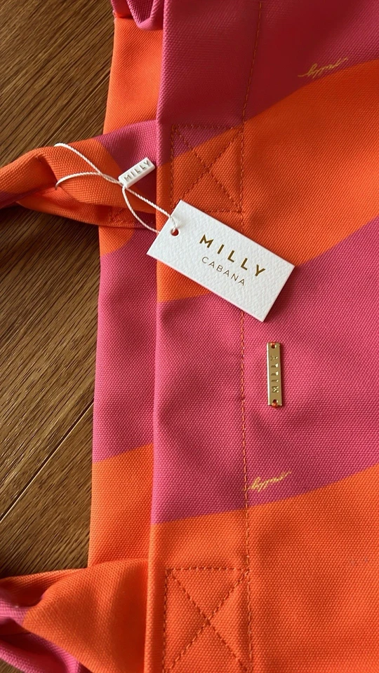 Bolso de lona de algodón rosa naranja Milly Cabana nuevo con etiquetas Foto 2 de 4